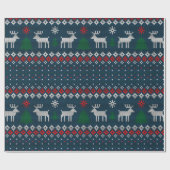 Faux Knitting Pattern kerstboom en Deer Cadeaupapier (Vlak)