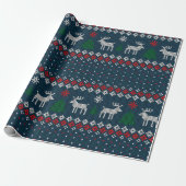 Faux Knitting Pattern kerstboom en Deer Cadeaupapier (Uitgerold)