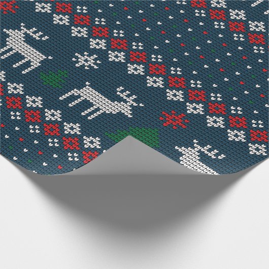 Faux Knitting Pattern kerstboom en Deer Cadeaupapier (Hoek)