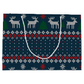 Faux Knitting Pattern kerstboom en Deer Groot Cadeauzakje (Achterkant)