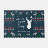 Faux Knitting Pattern-kerstfamilie personaliseren Deurmat (Voorkant)