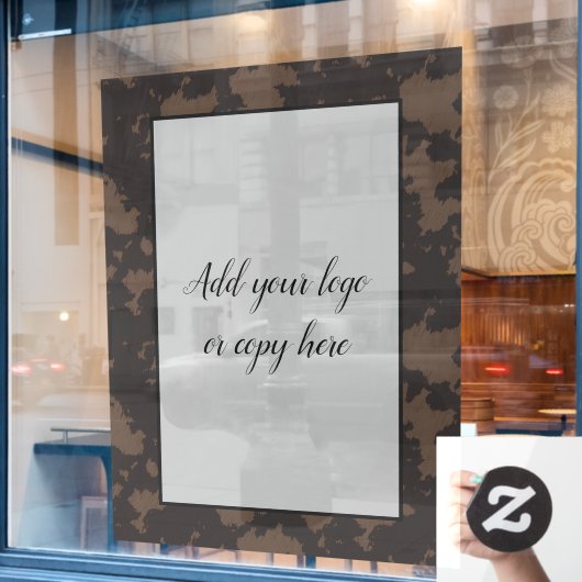 Faux Koe Afdrukken Zwart en Bruin Venster Cling Raamsticker (Cafe Raam)