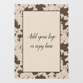 Faux Koe Print Bruin en Cream Venster Cling Raamsticker
