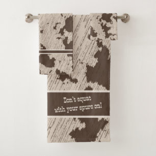Faux Koe Print Bruin en Crème Bad Handdoek