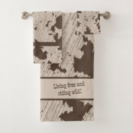 Faux Koe Print Bruin en Crème Bad Handdoek