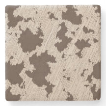 Faux Koe Print Bruin en Crème