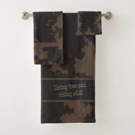 Faux Koe Print Zwart en Bruin Bad Handdoek