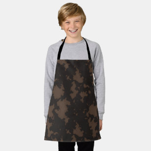 Faux Koe Print, zwart en bruin Schort