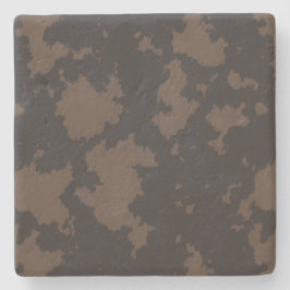 Faux Koe Print Zwart en Bruin Stenen Onderzetter