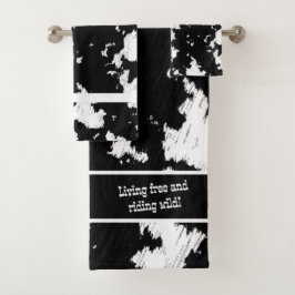 Faux Koe Print Zwart-wit Bad Handdoek