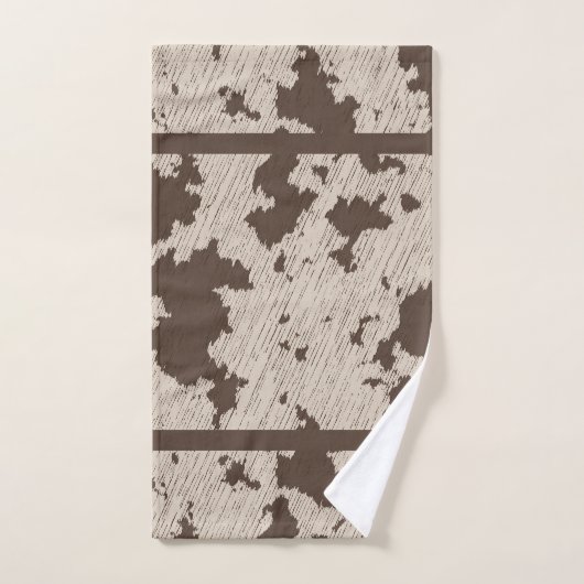Faux Koe Print Zwart, Wit, Bruin en Cream Bad Handdoek (Handdoek)