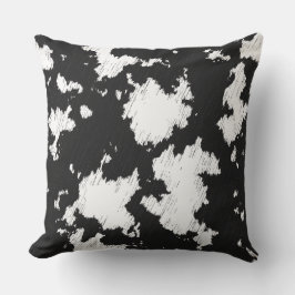 Faux Koe Print Zwart-wit Buitenkussen