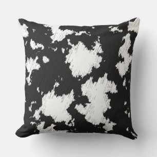 Faux Koe Print Zwart-wit Buitenkussen
