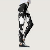 Faux Koe Print, zwart-wit Leggings (Rechts)