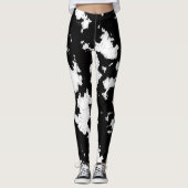 Faux Koe Print, zwart-wit Leggings (Voorkant)