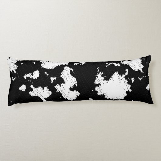 Faux Koe Print Zwart-wit Lichaamskussen (Achterkant)