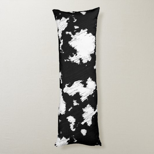 Faux Koe Print Zwart-wit Lichaamskussen (Achterkant (Verticaal))