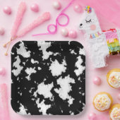 Faux Koe Print Zwart-wit Papieren Bordje (Feest)