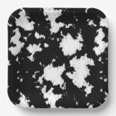 Faux Koe Print Zwart-wit Papieren Bordje (Voorkant)