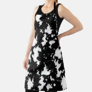 Faux Koe Print, zwart-wit Schort