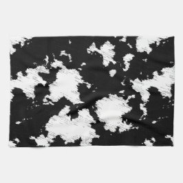 Faux Koe Print Zwart-wit Theedoek