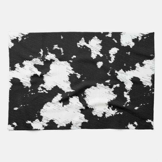 Faux Koe Print Zwart-wit Theedoek (Horizontaal)