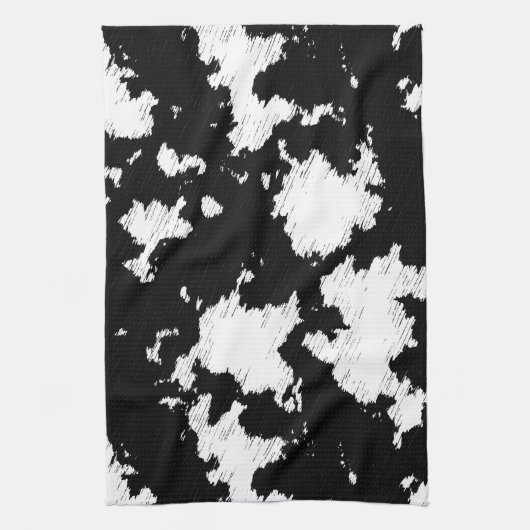 Faux Koe Print Zwart-wit Theedoek (Verticaal)