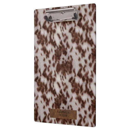 Faux Koeienhuid & Leather Animal Print Bruin Klembord (Links)