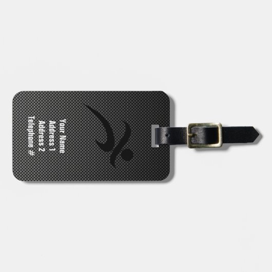 Faux-koolstofvezel; actief bagagelabel (Voorkant horizontaal)