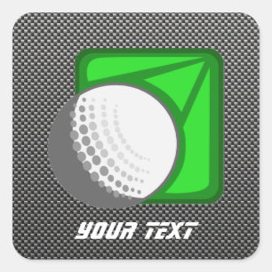Faux koolstofvezel golfbal vierkante sticker