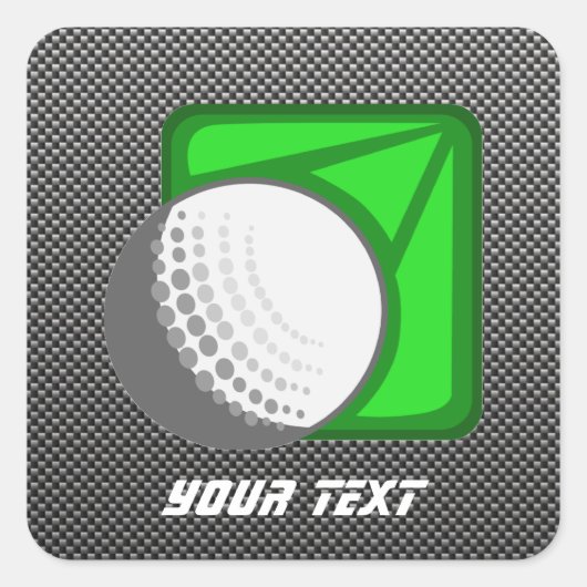 Faux koolstofvezel golfbal vierkante sticker (Voorkant)