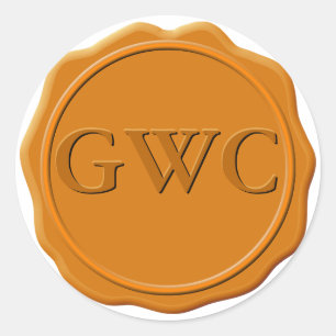 Faux Koper Wax Seal Monogram Aangepast Ronde Sticker