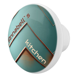 Faux koperen lijnen en blauwgroen kleur achtergron keramische knop