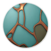 Faux koperen lijnen over blauwgroen kleur achtergr keramische knop (Voorkant)