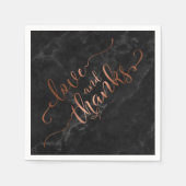 Faux koperen script liefde en Bedankt w / zwart ma Servetten (Voorkant)