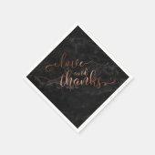 Faux koperen script liefde en Bedankt w / zwart ma Servetten (Hoek)