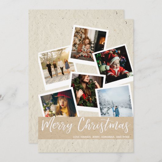 Faux Kraf Instant Multi Photo Merry-kerstkaart (Voorkant / Achterkant)