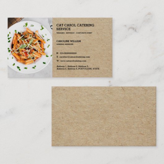 Faux Kraft Custom Formele Voedsel Zakelijke Cateri Visitekaartje (Voorkant / Achterkant)