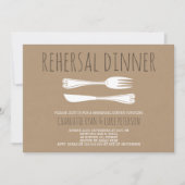 Faux Kraft Cutlery Rehearsal Dinner Invitation Kaart (Voorkant)