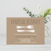 Faux Kraft Cutlery Rehearsal Dinner Invitation Kaart (Staand voorkant)