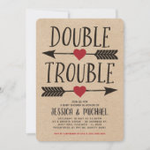 Faux Kraft Double Trouble Baby shower Kaart (Voorkant)