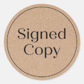 Faux Kraft | Eenvoudige ondertekende kopie Novel B Ronde Sticker (Voorkant)