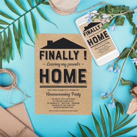 Faux Kraft laat ouders Funny Housewarming Party Kaart