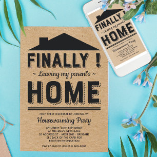 Faux Kraft laat ouders Funny Housewarming Party Kaart