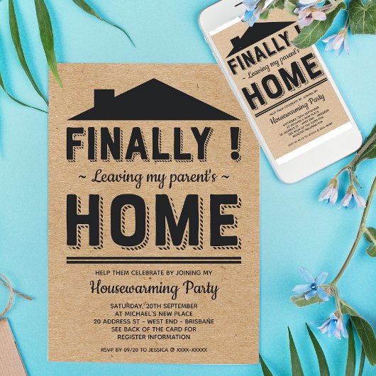 Faux Kraft laat ouders Funny Housewarming Party Kaart