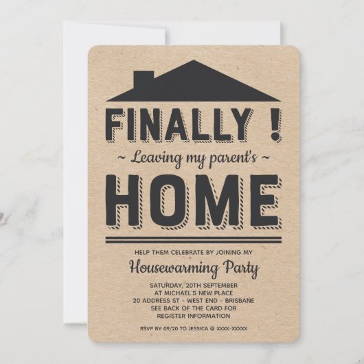 Faux Kraft laat ouders Funny Housewarming Party Kaart (Voorkant)