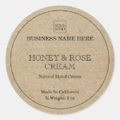 Faux Kraft Minimal Business Logo Productlabel Ronde Sticker (Voorkant)