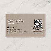 Faux Kraft Minimalistische QR-code Social Media Visitekaartje (Achterkant)