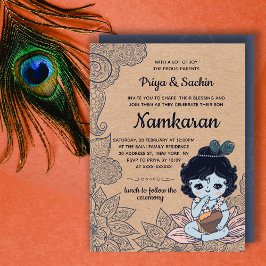 Faux Kraft Namkaran Baby Naming Ceremony Kaart