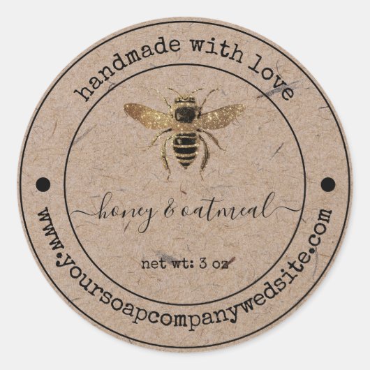  Faux Kraft Paper |Handgemaakte zeep-etiket Ronde Sticker (Voorkant)